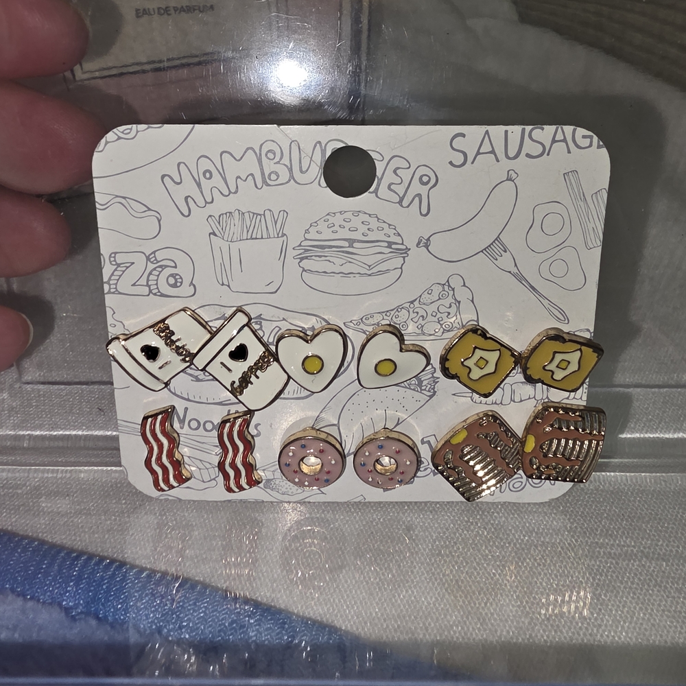 Fun Breakfast-Themed Earrings Set